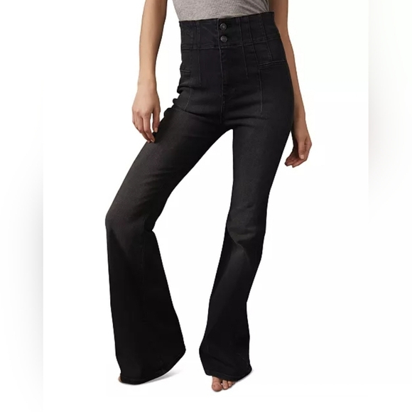 Free People We The Free Jayde Flare Jeans Black 31 - Picture 3 of 9